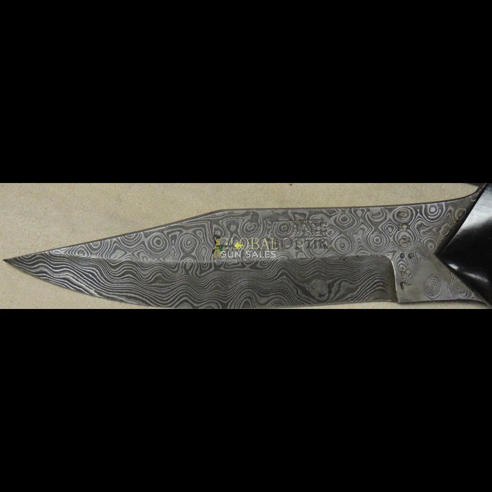 Deutsche Optik Damascus Custom Bowie Clip Point Knife & Sheath 