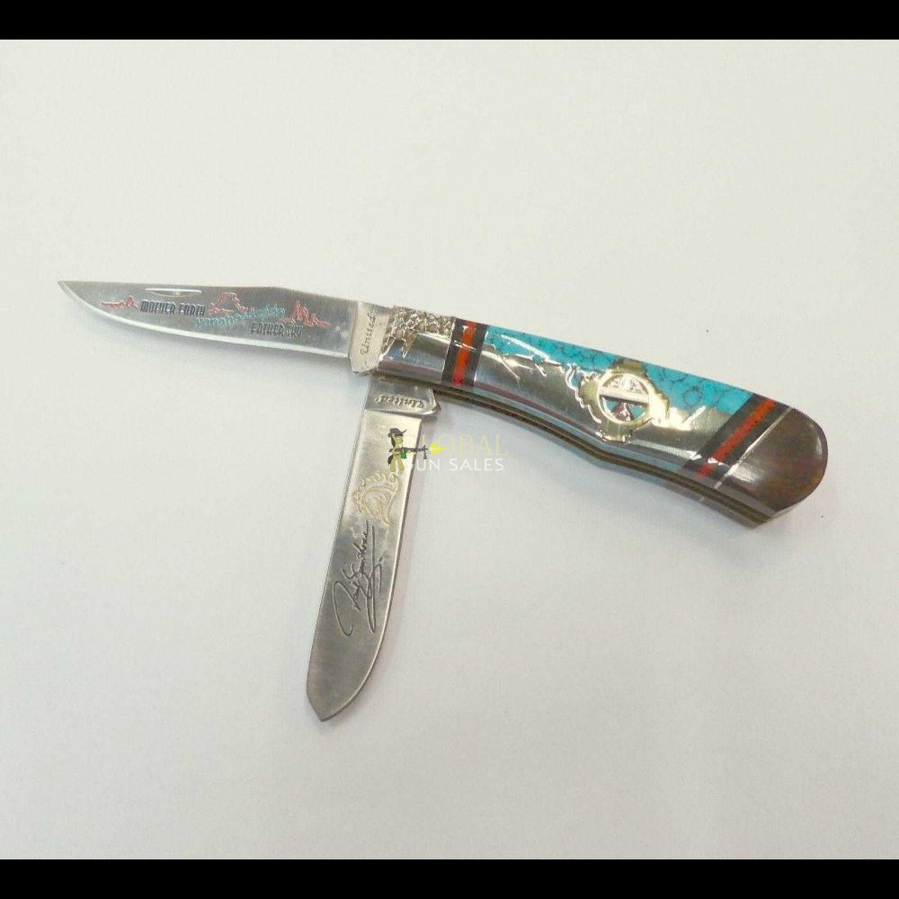 David Yellowhorse double bladed Jack knife Mother Earth - Father Sky edition 